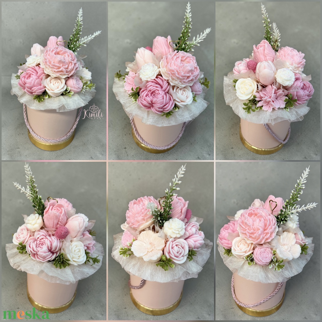 Anyák napi szójaviasz virágbox - otthon & életmód - virágdekoráció - virágok - virágbox - Meska.hu