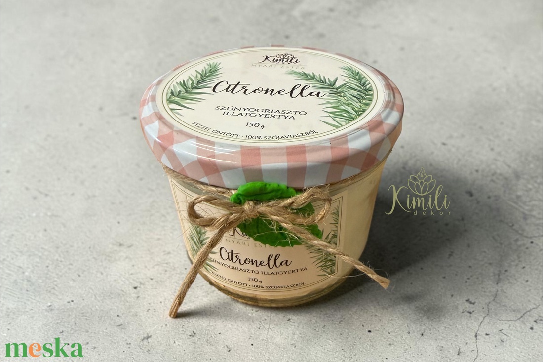 Citronella szúnyogriasztó szójagyertya - otthon & életmód - gyertya, illat, aroma - gyertya - Meska.hu