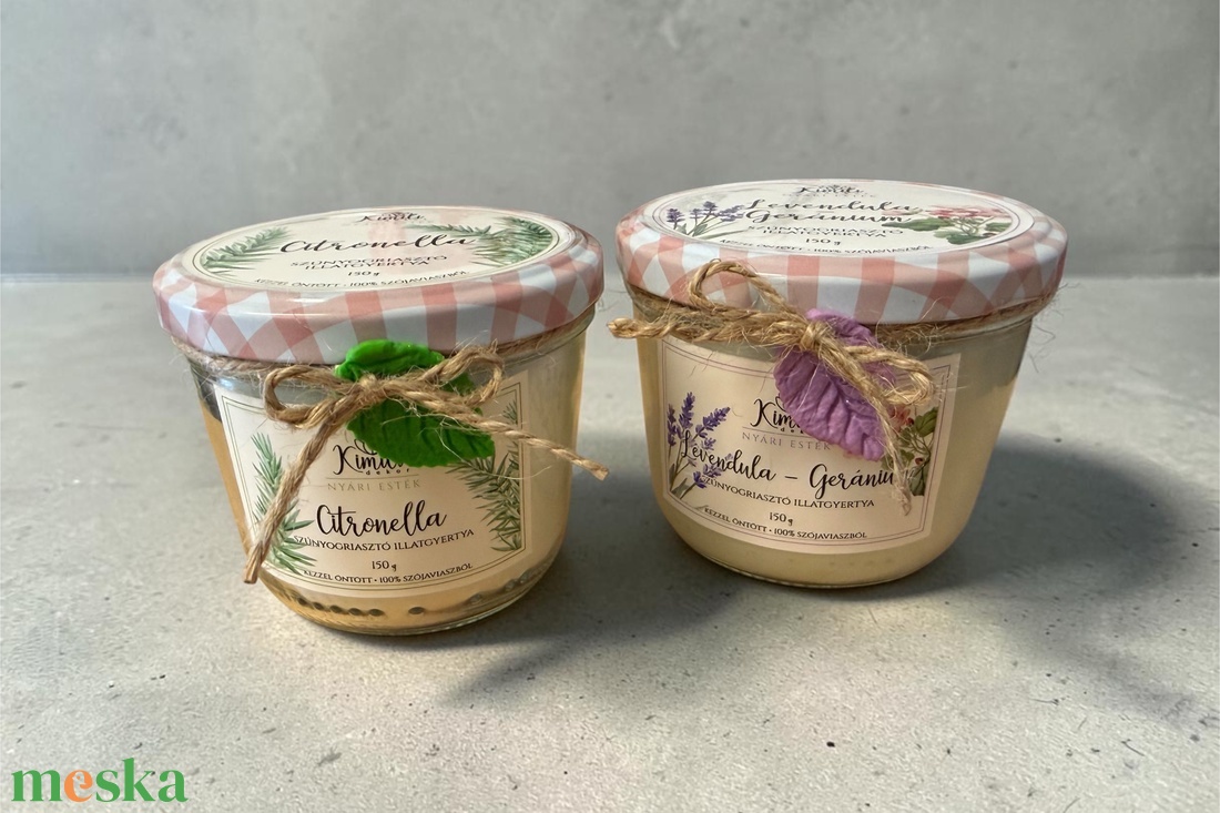Citronella szúnyogriasztó szójagyertya - otthon & életmód - gyertya, illat, aroma - gyertya - Meska.hu
