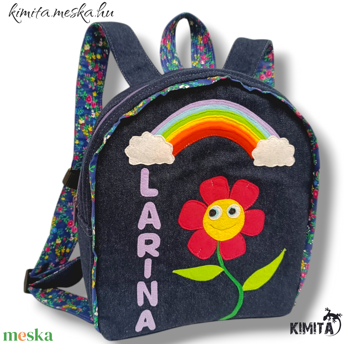 Virágos hátizsák  - táska & tok - hátizsák - kishátizsák - Meska.hu