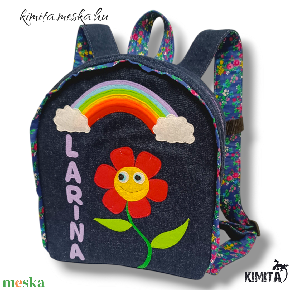 Virágos hátizsák  - táska & tok - hátizsák - kishátizsák - Meska.hu