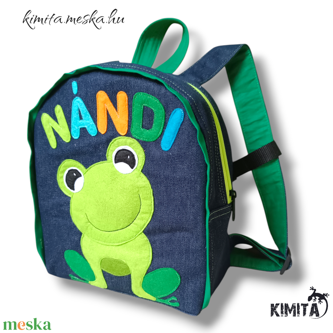 Béka mintás hátizsák  - táska & tok - hátizsák - kishátizsák - Meska.hu