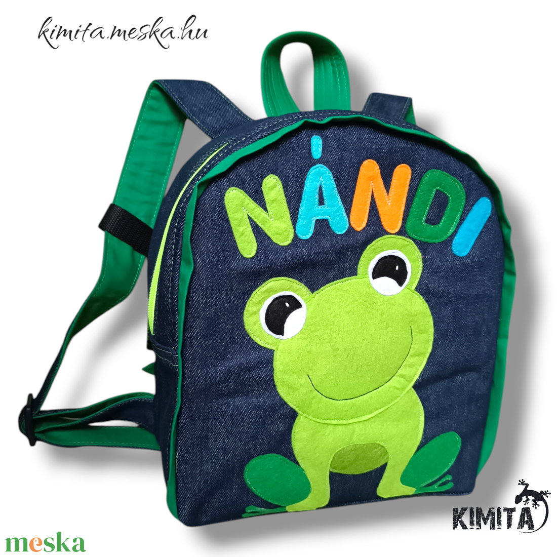 Béka mintás hátizsák  - táska & tok - hátizsák - kishátizsák - Meska.hu