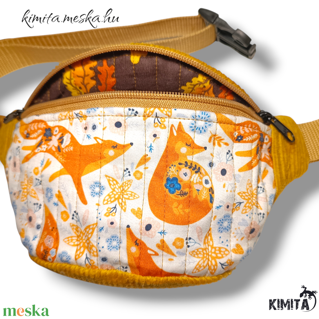 Mustár övtáska rókás mini - táska & tok - övtáska - Meska.hu