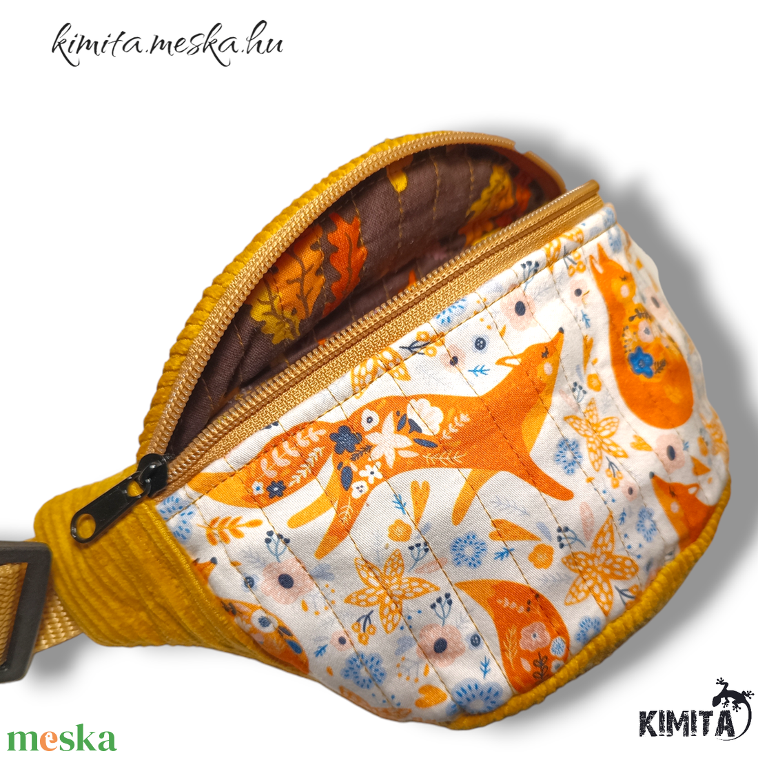 Mustár övtáska rókás mini - táska & tok - övtáska - Meska.hu