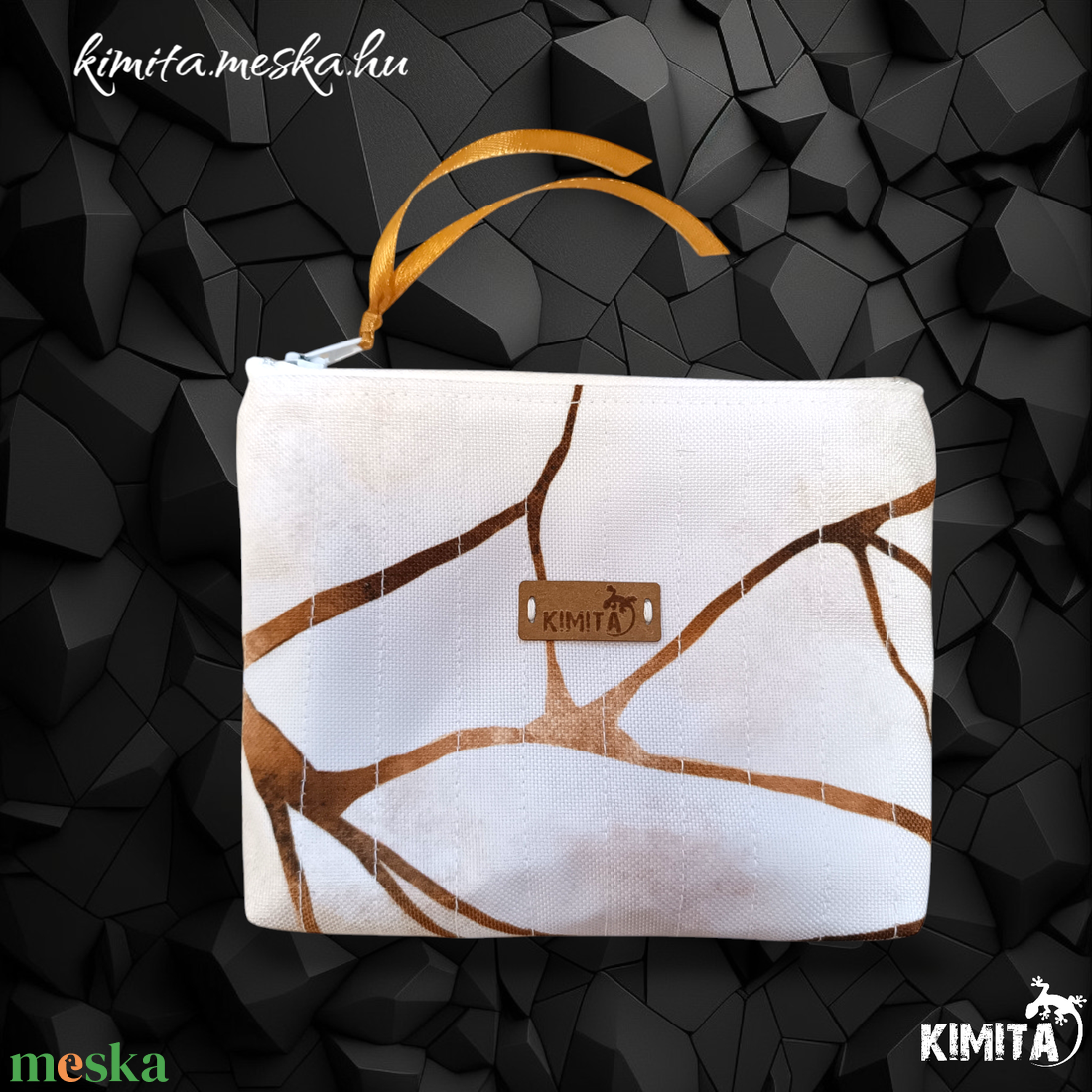 Kis méretű neszesszer - arany-márvány - táska & tok - neszesszer - Meska.hu