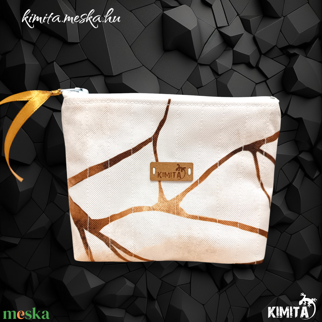 Kis méretű neszesszer - arany-márvány - táska & tok - neszesszer - Meska.hu
