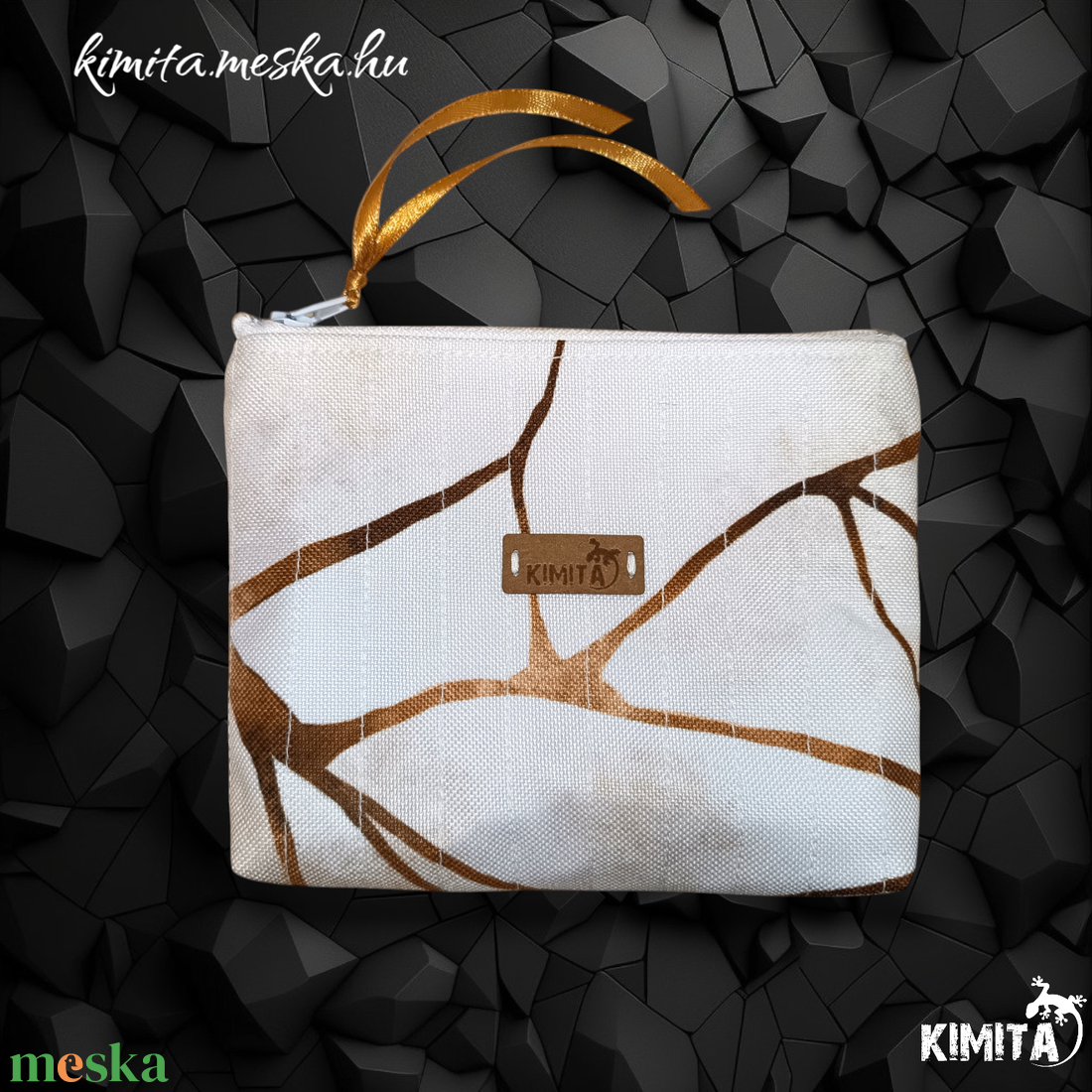 Kis méretű neszesszer - arany-márvány - táska & tok - neszesszer - Meska.hu