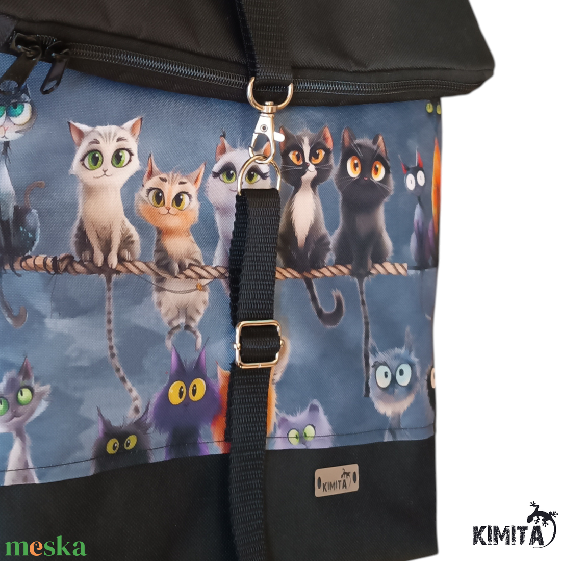 Cicás roll-top hátizsák - táska & tok - hátizsák - roll top hátizsák - Meska.hu