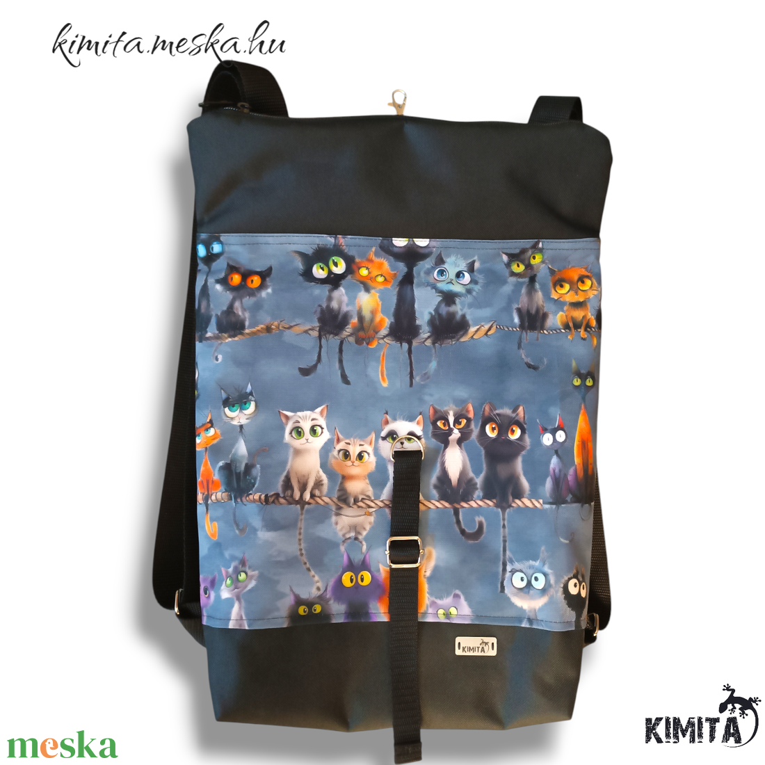 Cicás roll-top hátizsák - táska & tok - hátizsák - roll top hátizsák - Meska.hu