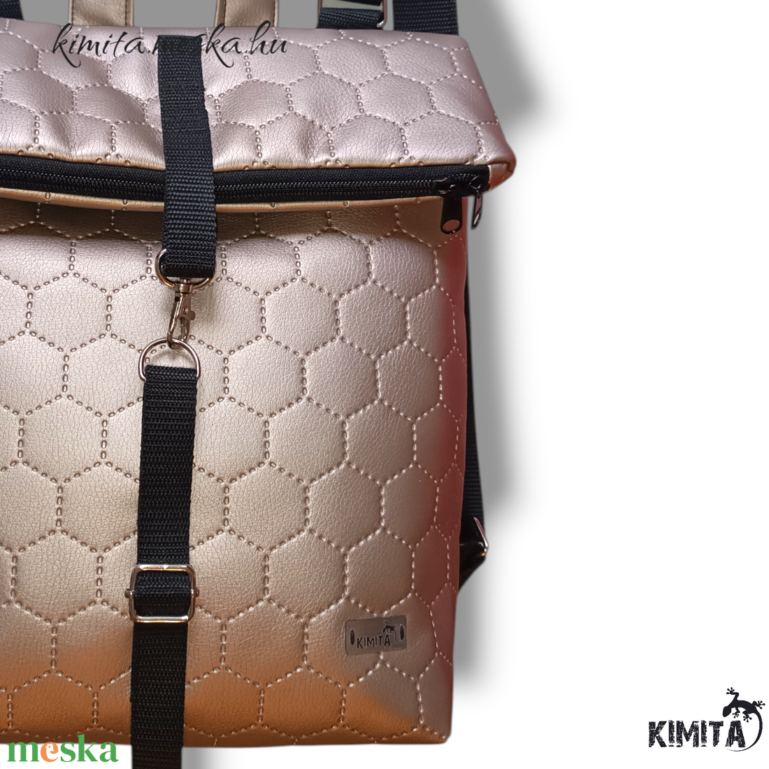 Arany roll-top hátizsák - táska & tok - hátizsák - roll top hátizsák - Meska.hu