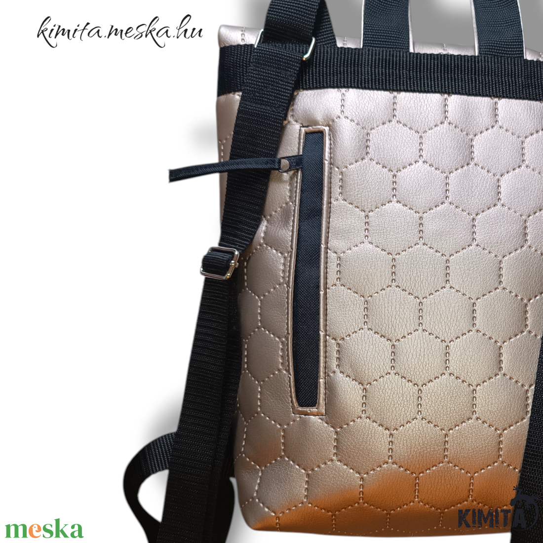 Arany roll-top hátizsák - táska & tok - hátizsák - roll top hátizsák - Meska.hu
