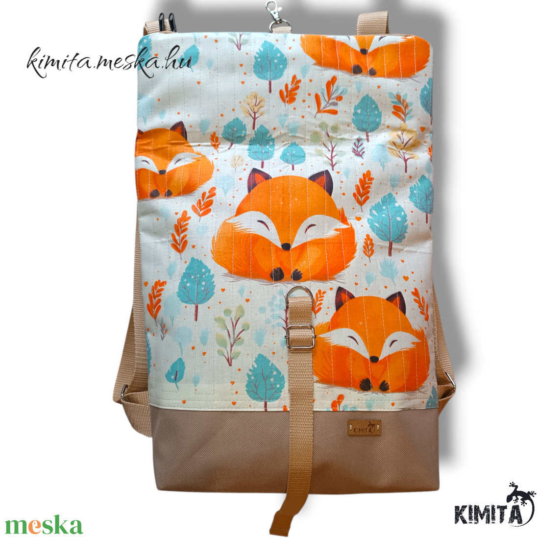 Rókás roll-top hátizsák - táska & tok - hátizsák - roll top hátizsák - Meska.hu