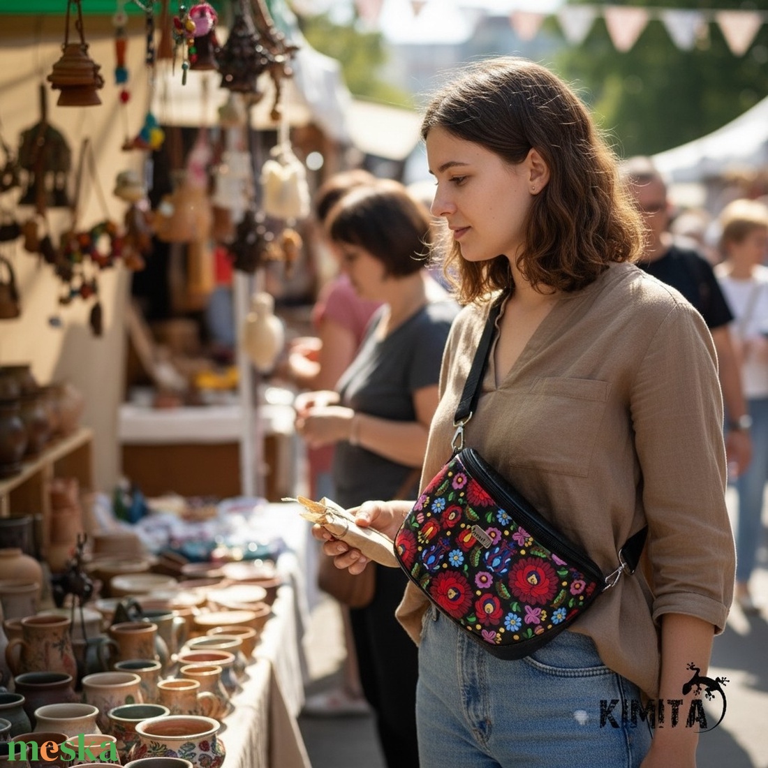 Népi mintás crossbody táska - táska & tok - kézitáska & válltáska - vállon átvethető táska - Meska.hu
