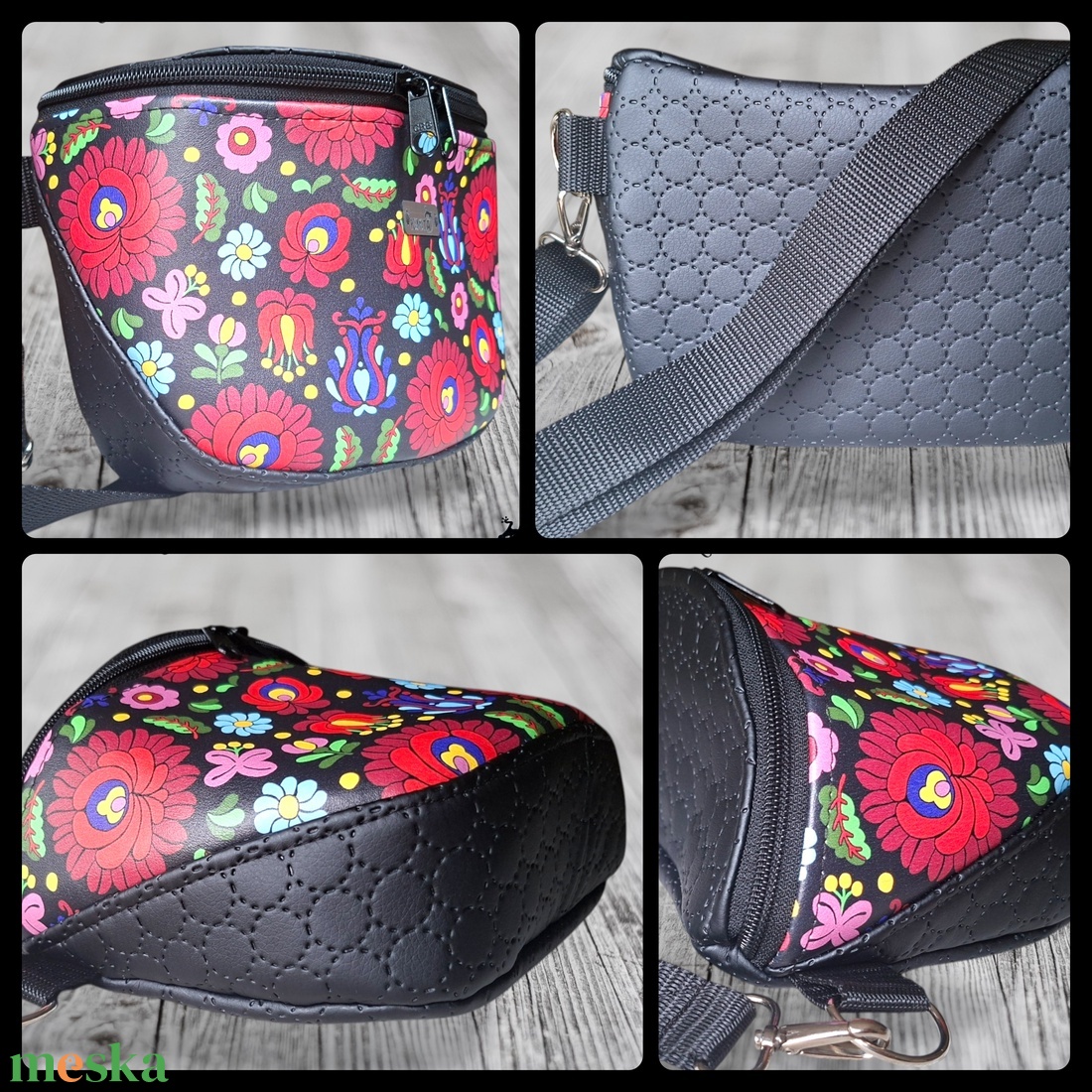 Népi mintás crossbody táska - táska & tok - kézitáska & válltáska - vállon átvethető táska - Meska.hu