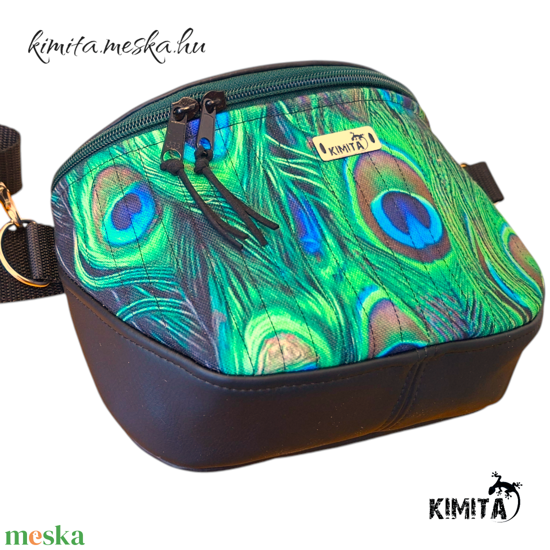 Páva tollas crossbody táska - táska & tok - kézitáska & válltáska - vállon átvethető táska - Meska.hu