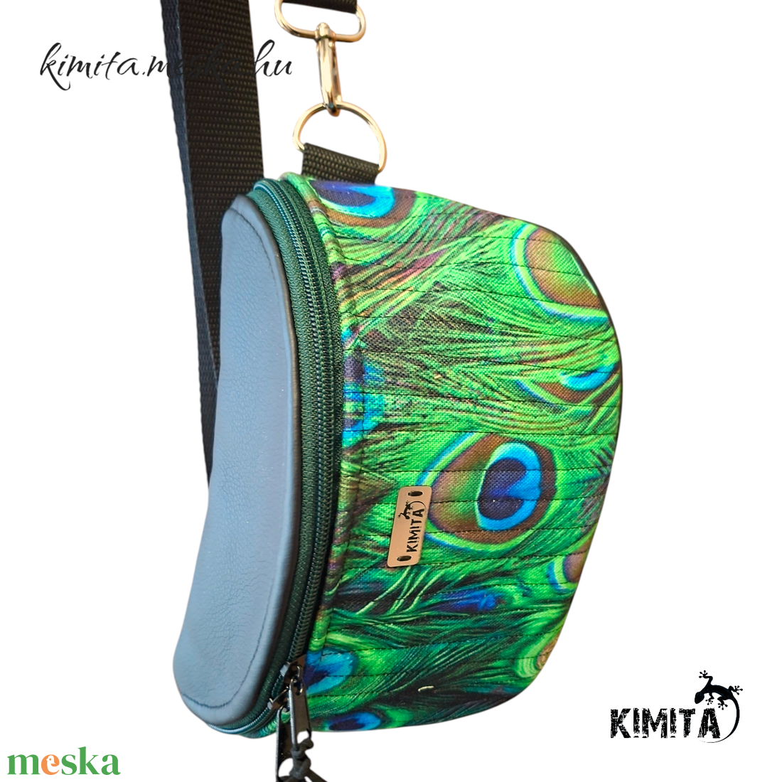 Páva tollas crossbody táska - táska & tok - kézitáska & válltáska - vállon átvethető táska - Meska.hu