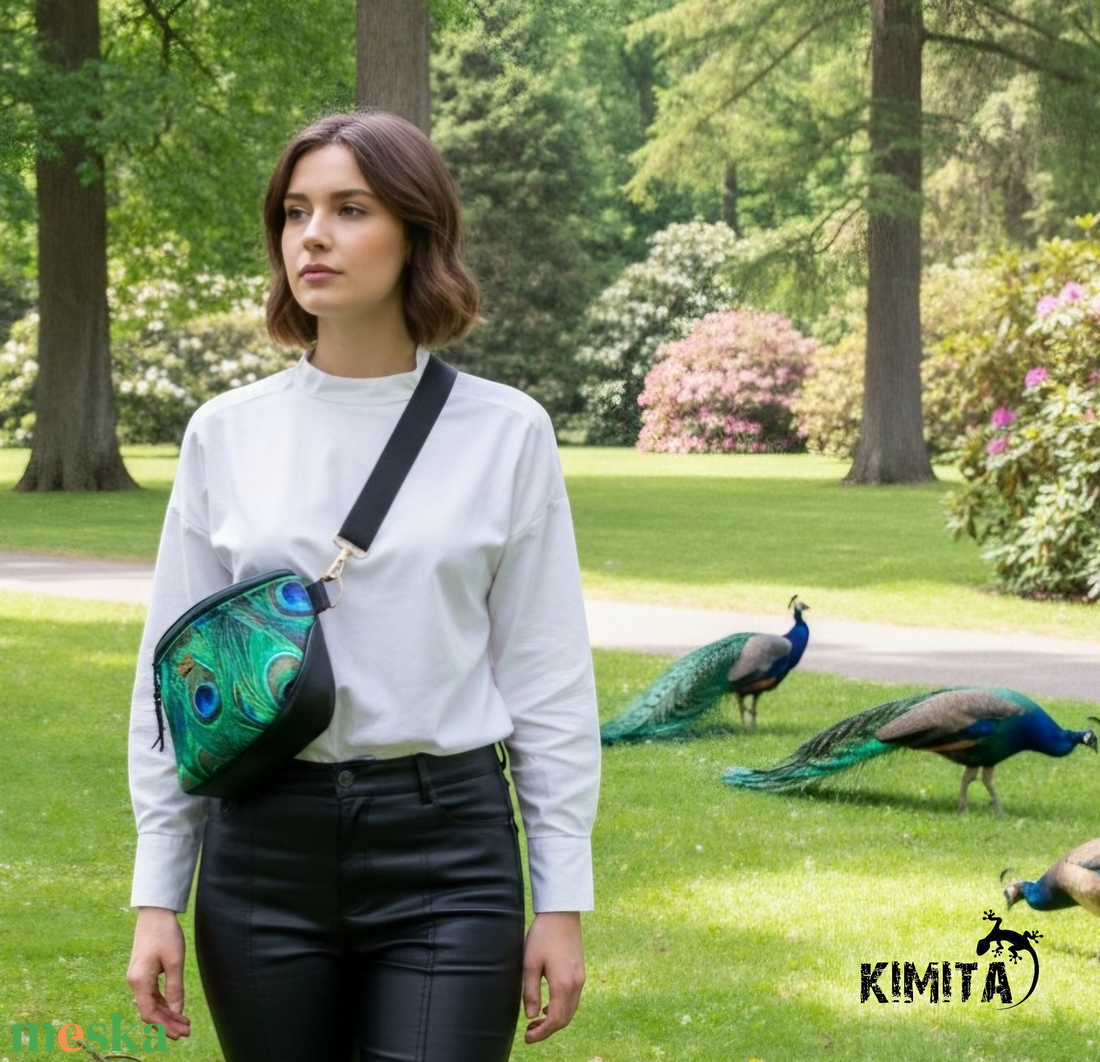 Páva tollas crossbody táska - táska & tok - kézitáska & válltáska - vállon átvethető táska - Meska.hu