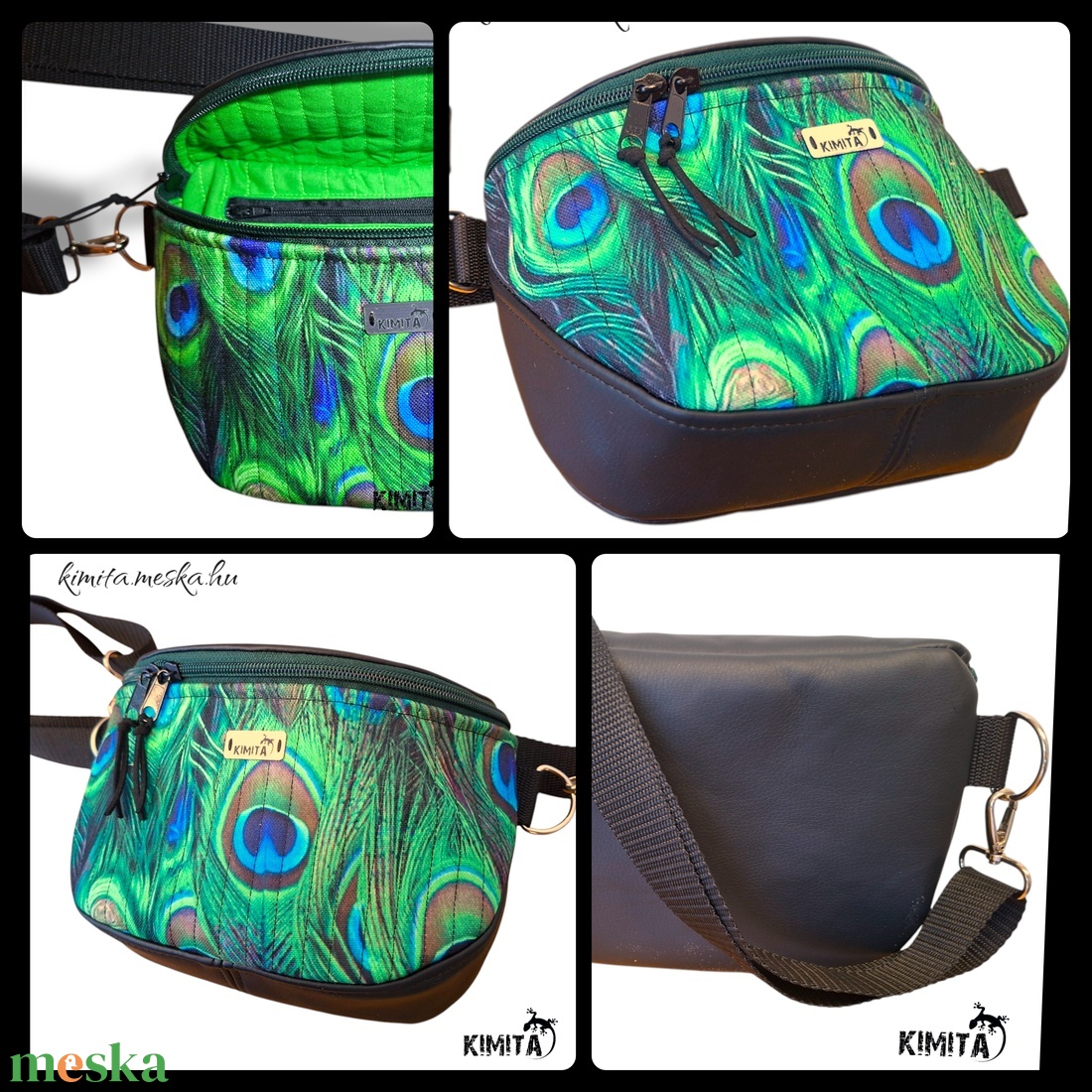 Páva tollas crossbody táska - táska & tok - kézitáska & válltáska - vállon átvethető táska - Meska.hu