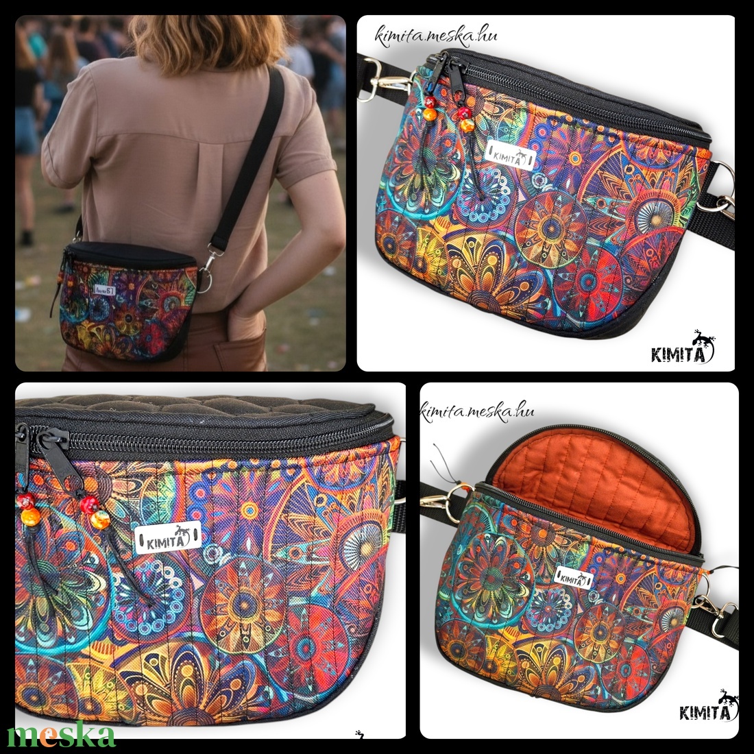Mandalás crossbody táska - táska & tok - kézitáska & válltáska - vállon átvethető táska - Meska.hu