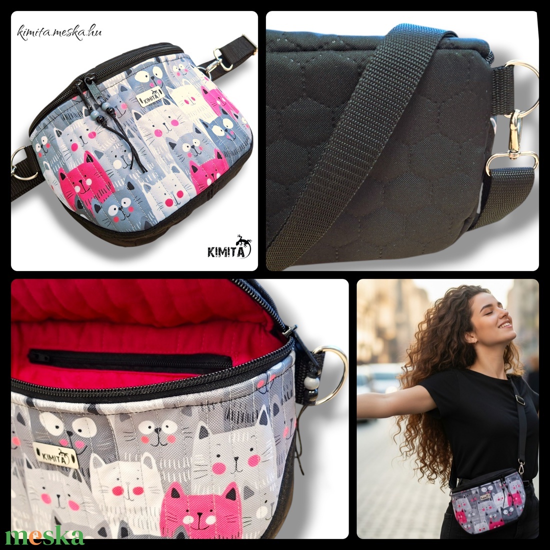 Cicás crossbody táska - táska & tok - kézitáska & válltáska - vállon átvethető táska - Meska.hu