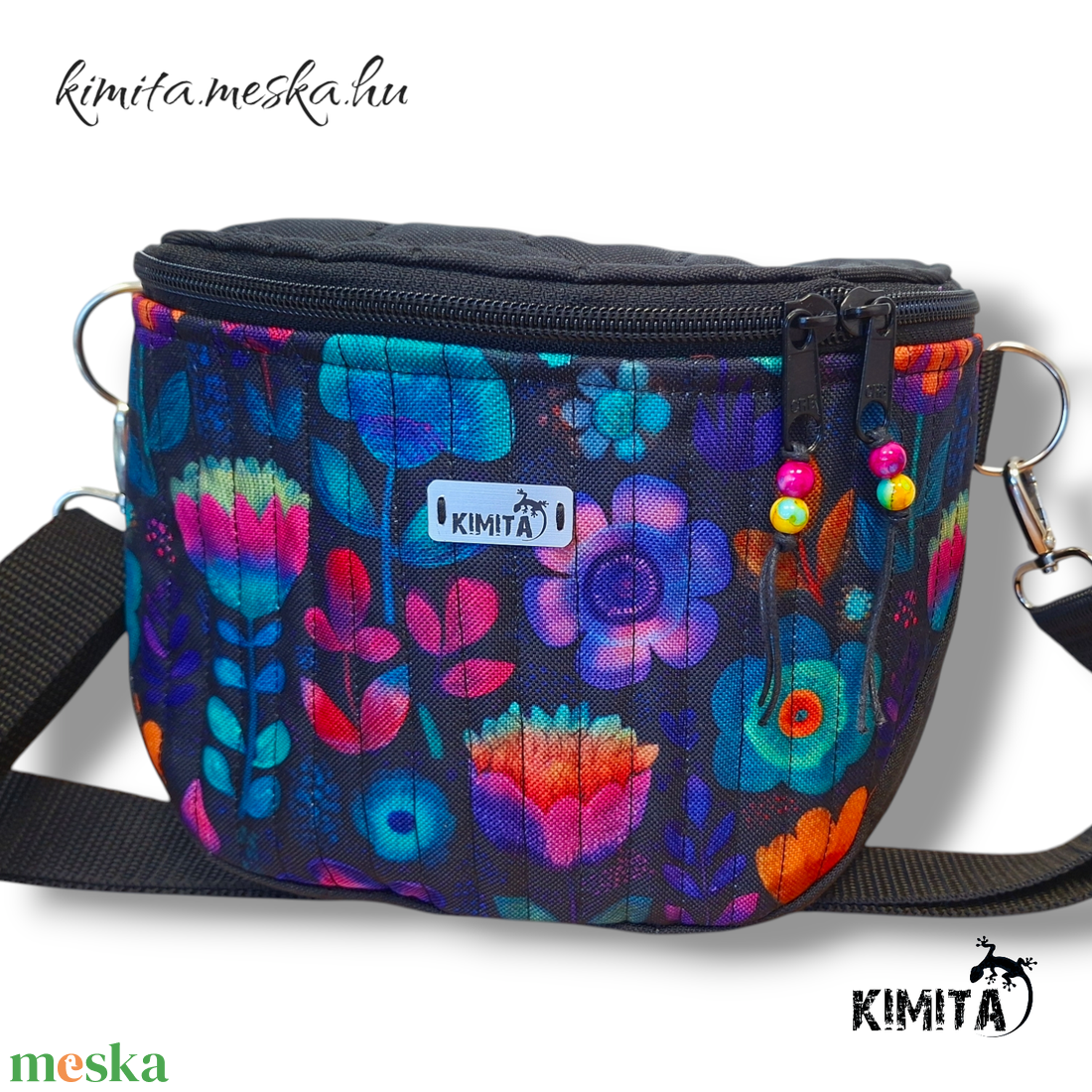 Virágok crossbody táska - táska & tok - kézitáska & válltáska - vállon átvethető táska - Meska.hu