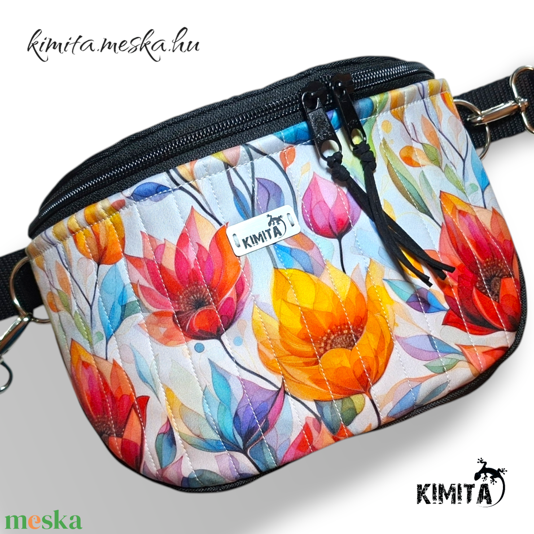 Virágok crossbody táska - táska & tok - kézitáska & válltáska - vállon átvethető táska - Meska.hu