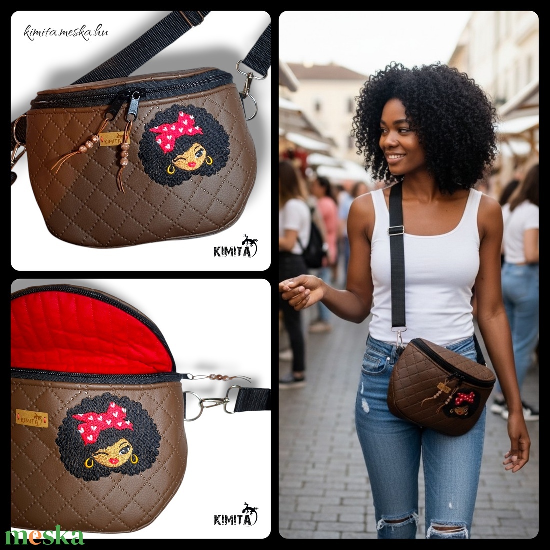 Afro hairstyl crossbody táska - táska & tok - kézitáska & válltáska - vállon átvethető táska - Meska.hu