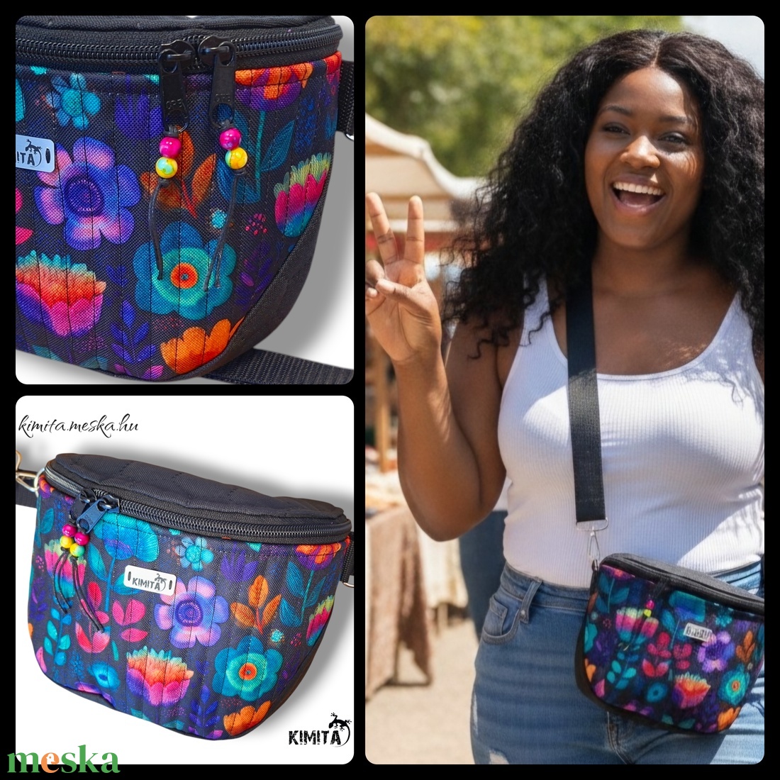 Virágok crossbody táska - táska & tok - kézitáska & válltáska - vállon átvethető táska - Meska.hu