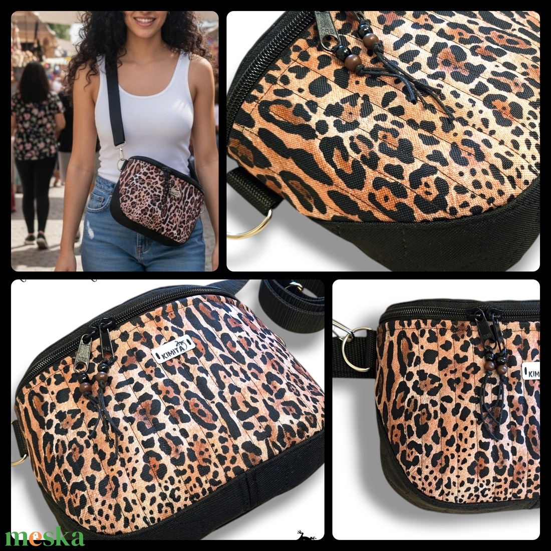 Leopárd mintás crossbody táska - táska & tok - kézitáska & válltáska - vállon átvethető táska - Meska.hu