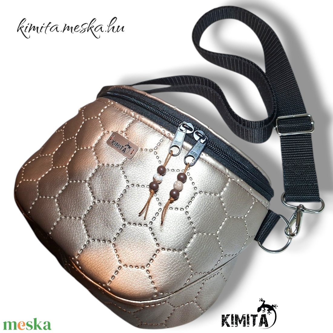 crossbody táska-arany - táska & tok - kézitáska & válltáska - vállon átvethető táska - Meska.hu