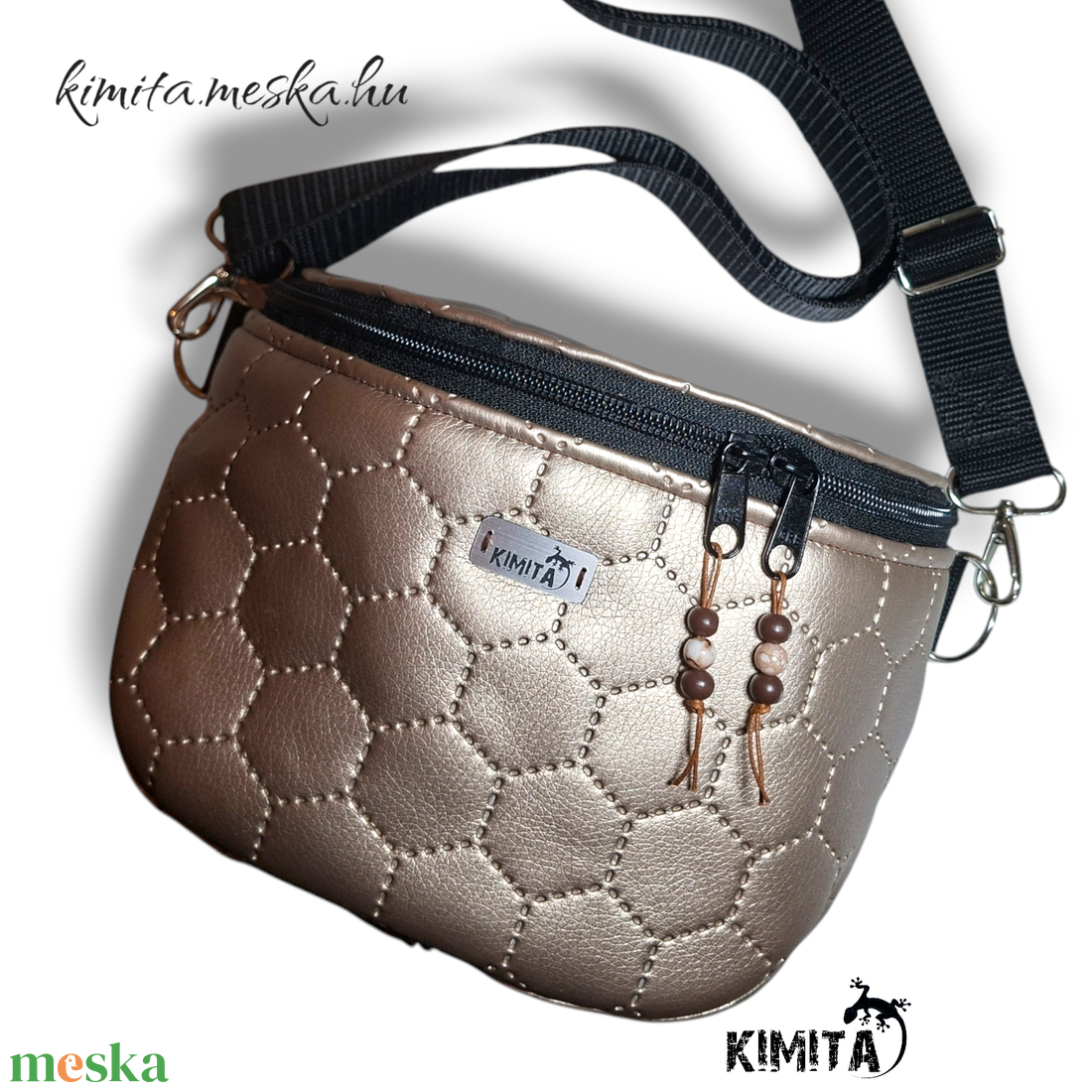 crossbody táska-arany - táska & tok - kézitáska & válltáska - vállon átvethető táska - Meska.hu