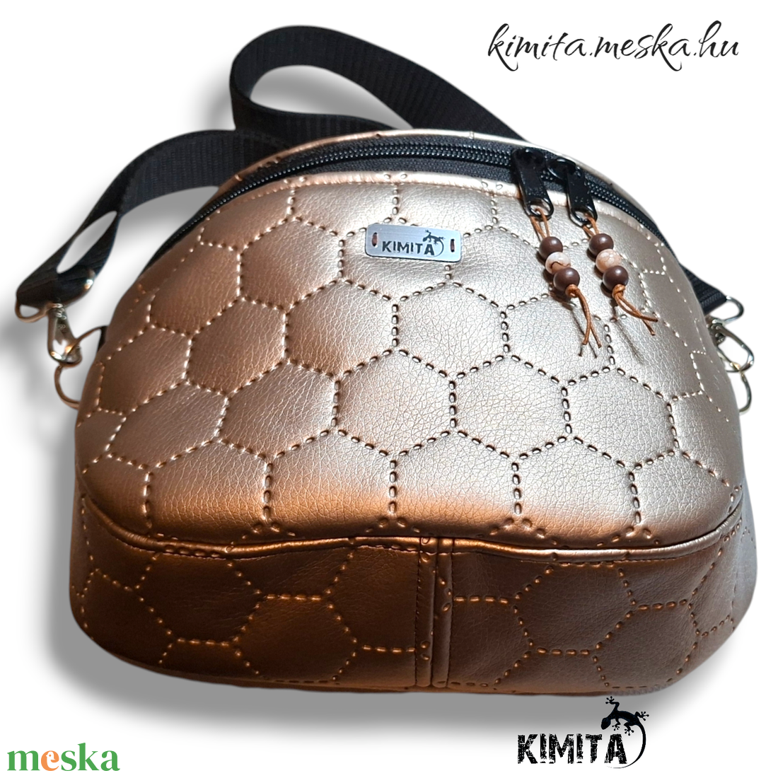 crossbody táska-arany - táska & tok - kézitáska & válltáska - vállon átvethető táska - Meska.hu