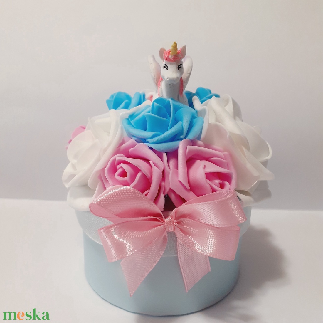Unikornis virágbox habrózsákkal - otthon & életmód - dekoráció - Meska.hu