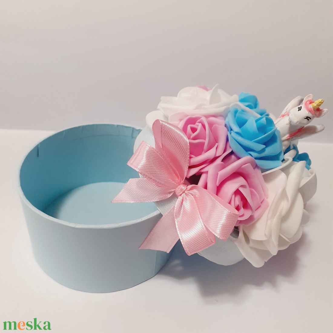 Unikornis virágbox habrózsákkal - otthon & életmód - dekoráció - Meska.hu