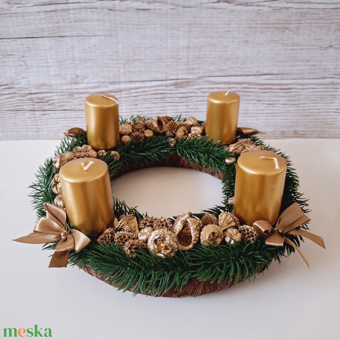 Arany adventi koszorú - karácsony - adventi díszek - adventi koszorú - Meska.hu Arany adventi koszorú - karácsony - adventi díszek - adventi koszorú - Meska.hu