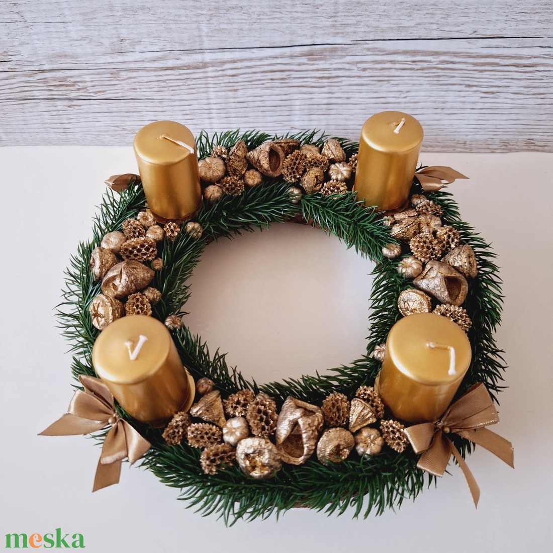 Arany adventi koszorú - karácsony - adventi díszek - adventi koszorú - Meska.hu Arany adventi koszorú - karácsony - adventi díszek - adventi koszorú - Meska.hu