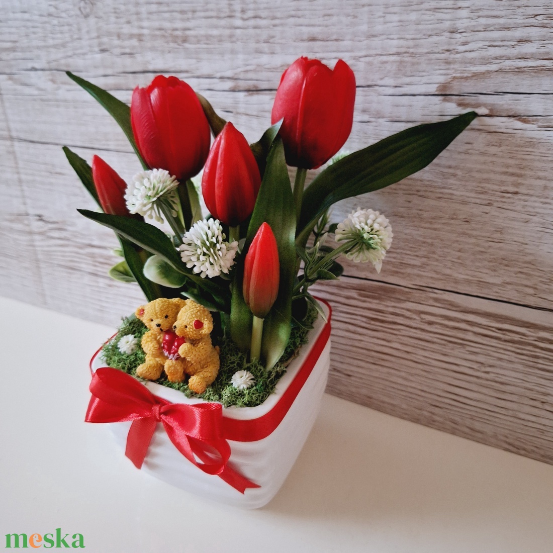 Tulipános dekoráció macipárral - otthon & életmód - dekoráció - asztal és polc dekoráció - asztaldísz - Meska.hu Tulipános dekoráció macipárral - otthon & életmód - dekoráció - asztal és polc dekoráció - asztaldísz - Meska.hu
