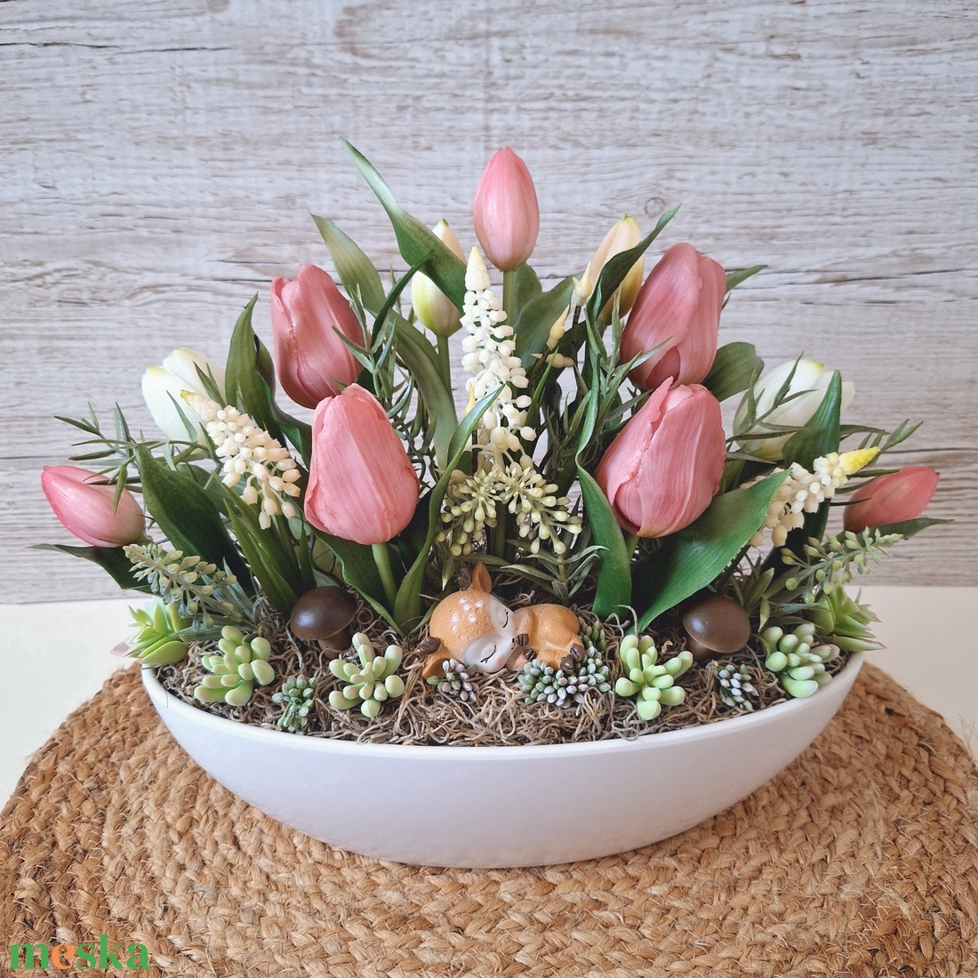 Őzikés tavaszi dísz - otthon & életmód - virágdekoráció - virágdíszek - virágdísz kaspóban - Meska.hu