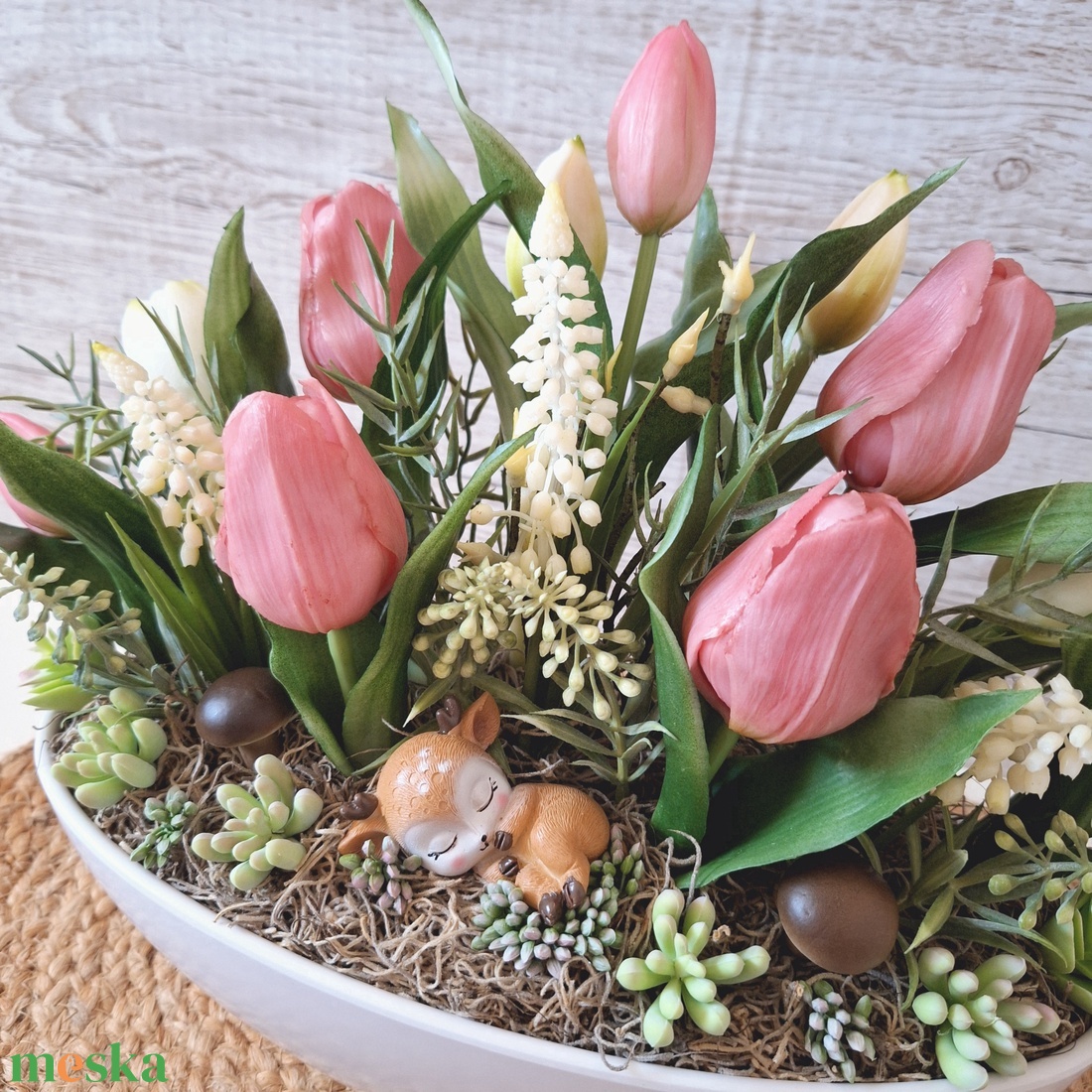 Őzikés tavaszi dísz - otthon & életmód - virágdekoráció - virágdíszek - virágdísz kaspóban - Meska.hu