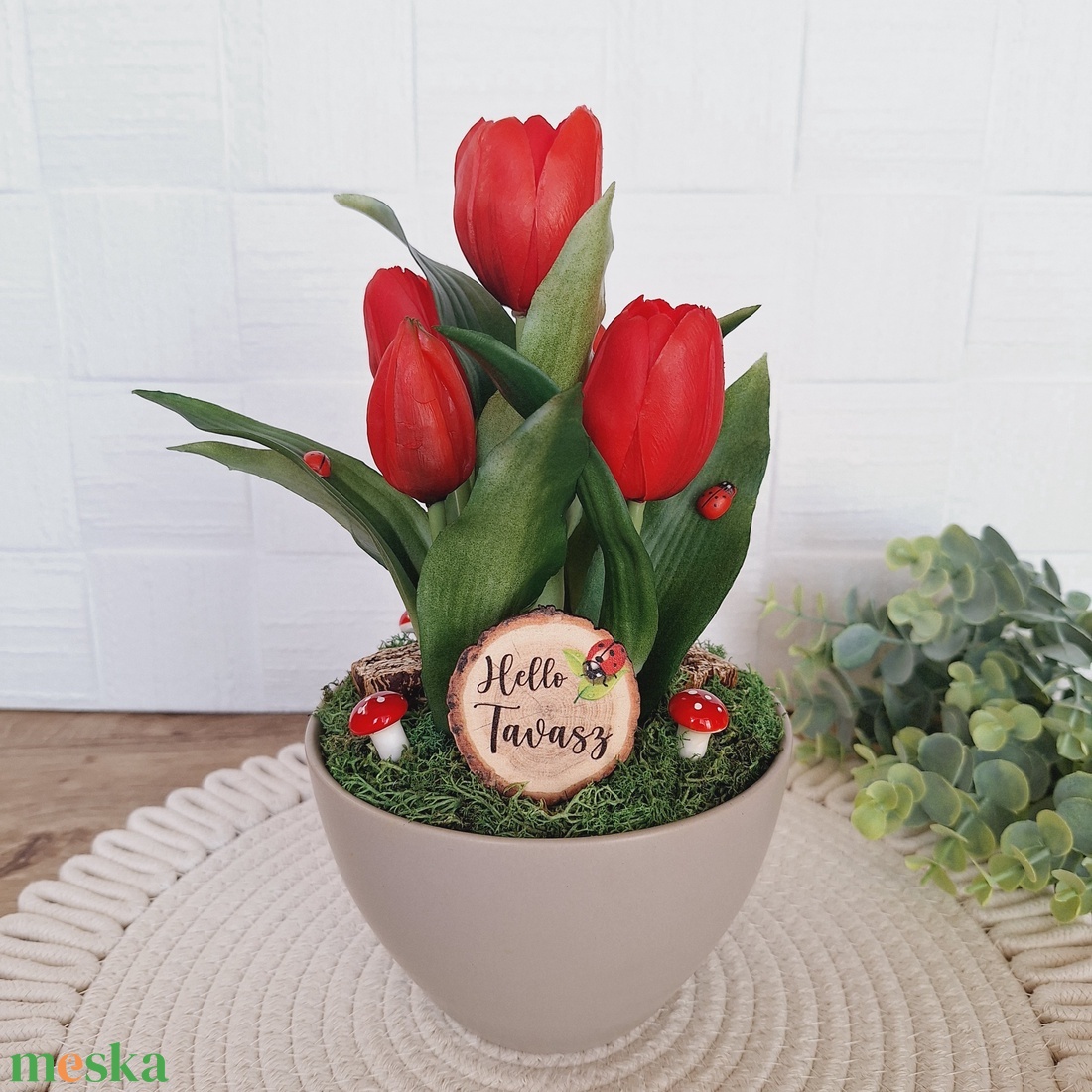 Katicás tavaszi dekoráció - otthon & életmód - dekoráció - asztal és polc dekoráció - asztaldísz - Meska.hu