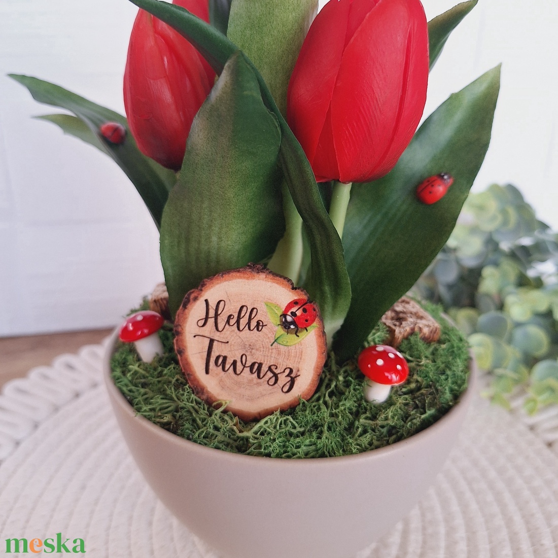 Katicás tavaszi dekoráció - otthon & életmód - dekoráció - asztal és polc dekoráció - asztaldísz - Meska.hu