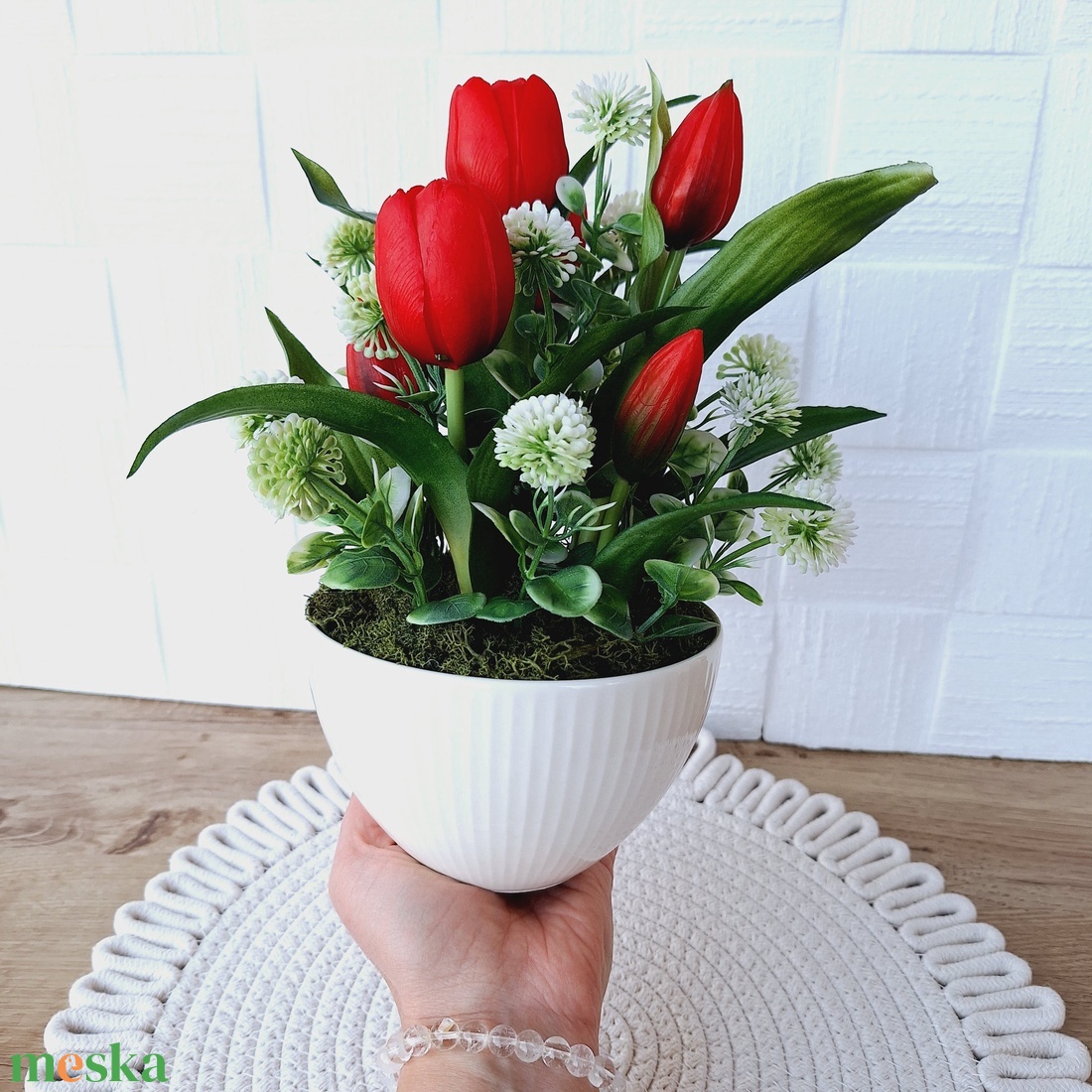 Tulipános asztaldísz - otthon & életmód - dekoráció - asztal és polc dekoráció - asztaldísz - Meska.hu