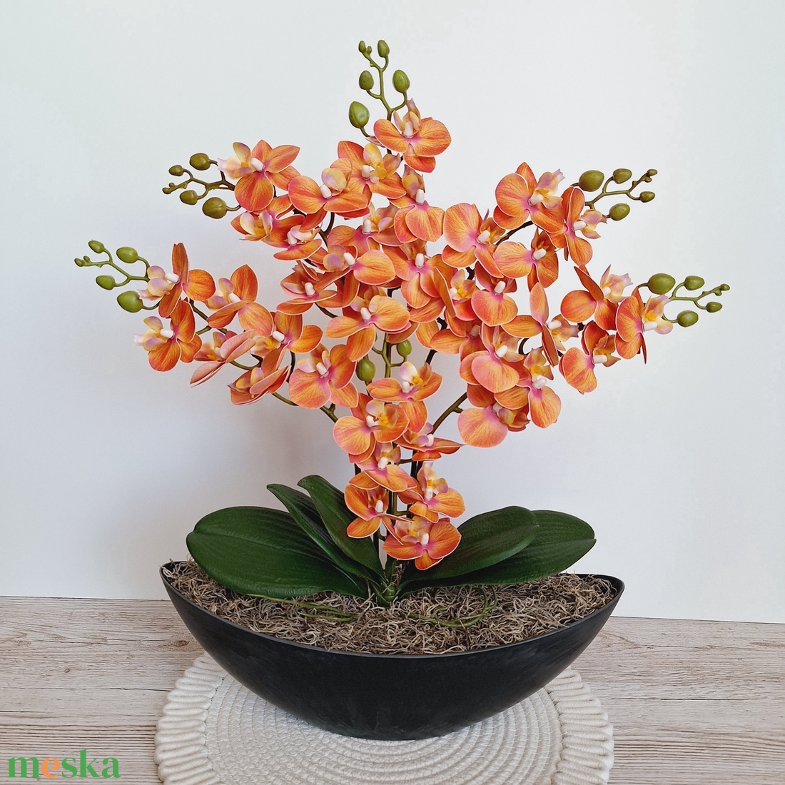 Különleges orchidea dekoráció-narancs - otthon & életmód - dekoráció - asztal és polc dekoráció - asztaldísz - Meska.hu