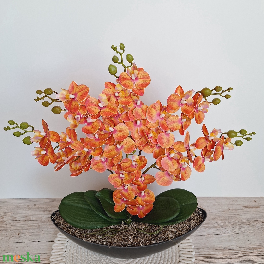 Különleges orchidea dekoráció-narancs - otthon & életmód - dekoráció - asztal és polc dekoráció - asztaldísz - Meska.hu