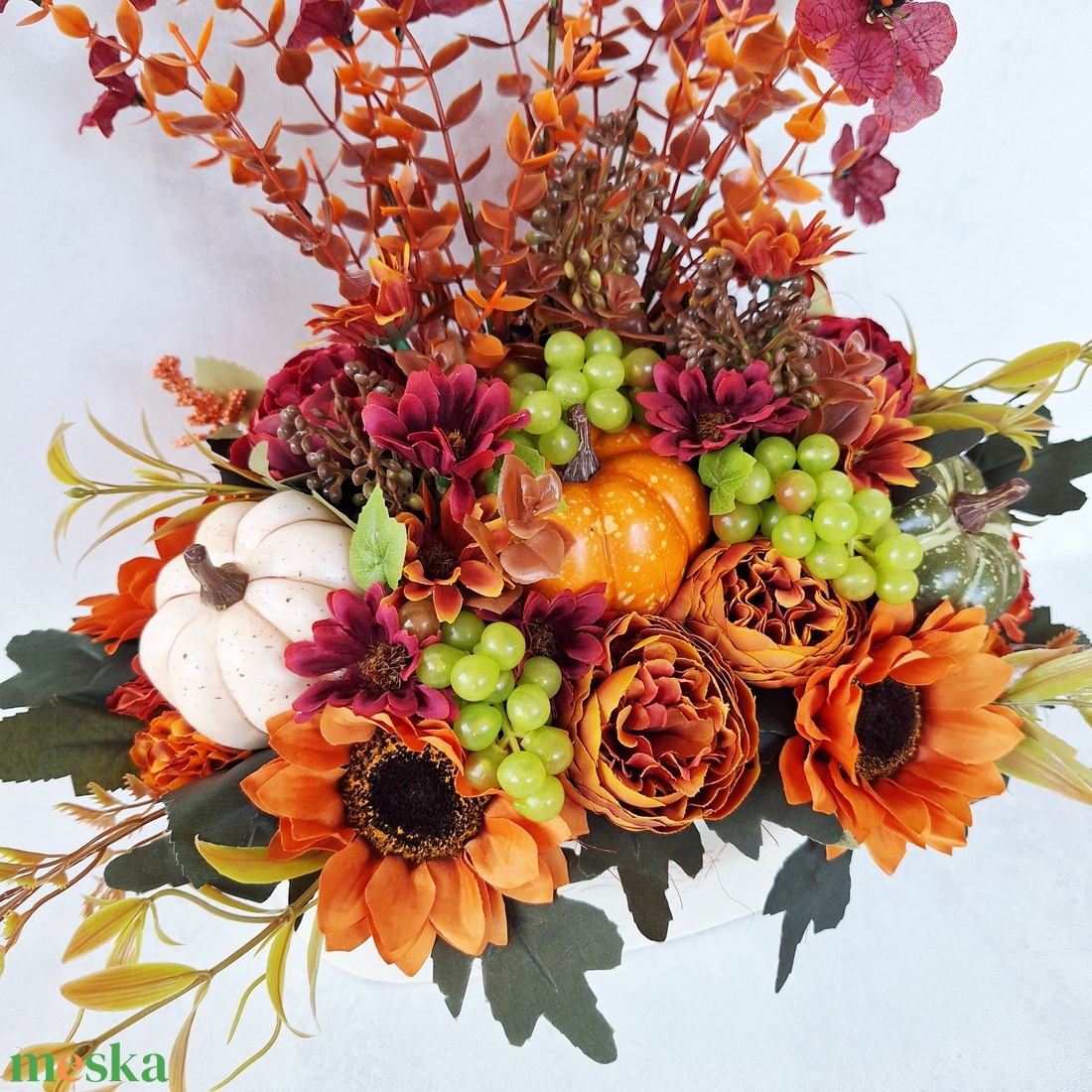 Őszi dekoráció bádog kaspóban - otthon & életmód - dekoráció - asztal és polc dekoráció - asztaldísz - Meska.hu