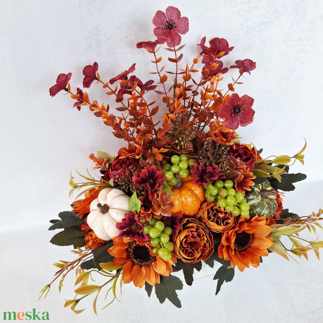 Őszi dekoráció bádog kaspóban - otthon & életmód - dekoráció - asztal és polc dekoráció - asztaldísz - Meska.hu