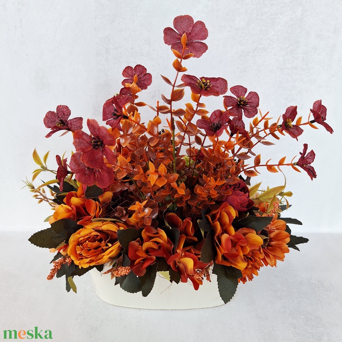 Őszi dekoráció bádog kaspóban - otthon & életmód - dekoráció - asztal és polc dekoráció - asztaldísz - Meska.hu