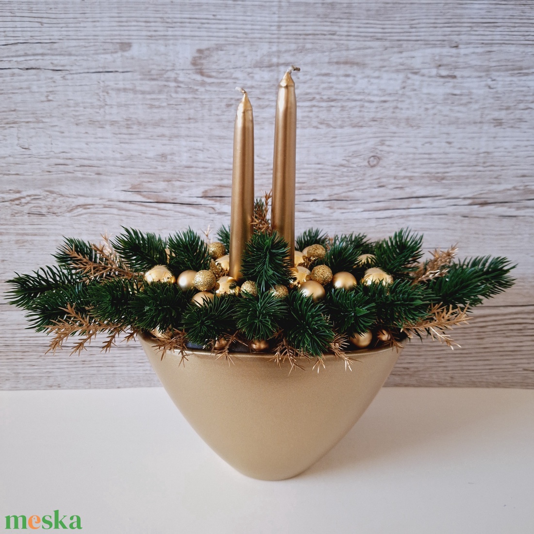 Arany ünnepi asztaldísz - karácsony - karácsonyi lakásdekoráció - ünnepi asztaldekoráció - Meska.hu