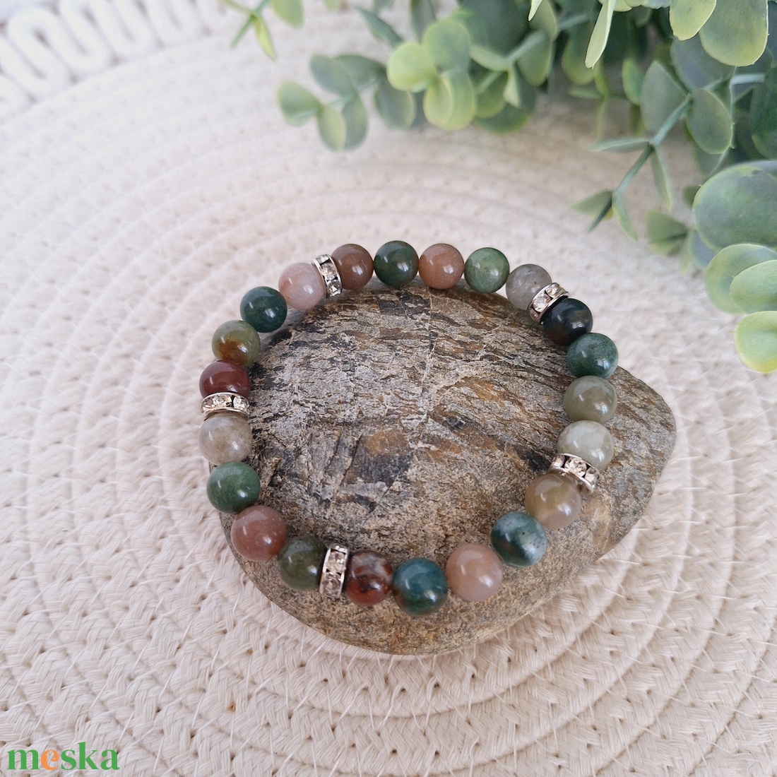 Achát ásvány karkötő - ékszer - karkötő - gyöngyös karkötő - Meska.hu